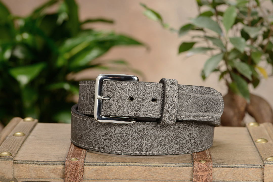 Men's Charcoal Gray Elephant Leather Belt – BullhideBelts.com