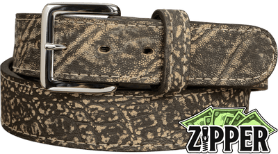Tree Bark Elephant Money Belt With 25" Zipper - Bullhide Belts