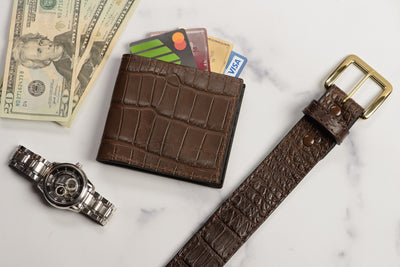 Brown Alligator Bifold Wallet - Bullhide Belts