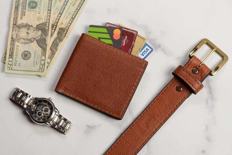 Brown American Bison Bifold Wallet - Bullhide Belts