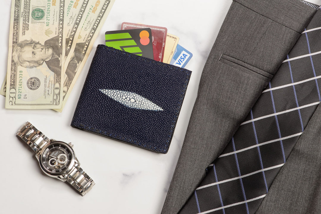 Blue Stingray Bifold Wallet – BullhideBelts.com