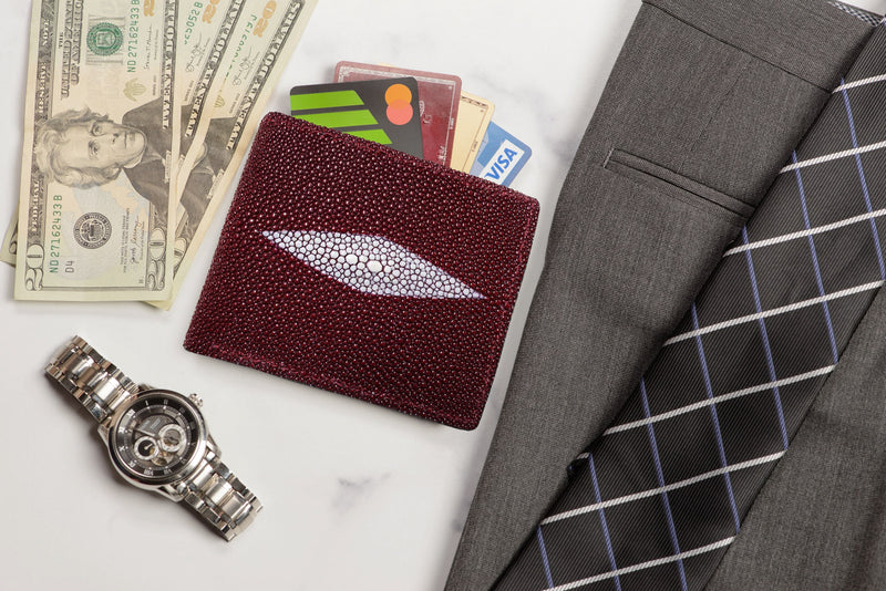 Burgundy Stingray Bifold Wallet - Bullhide Belts