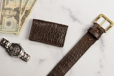 Brown Alligator Credit Card & Business Card Wallet - Bullhide Belts