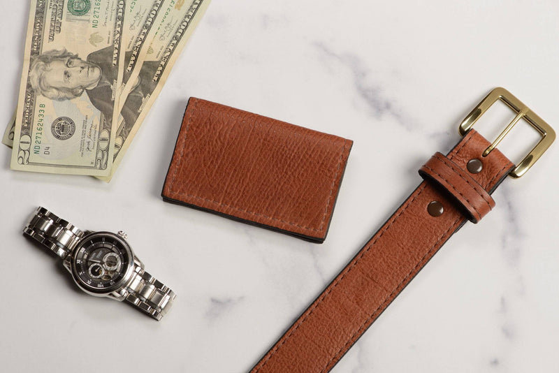 Brown American Bison Credit Card & Business Card Wallet - Bullhide Belts