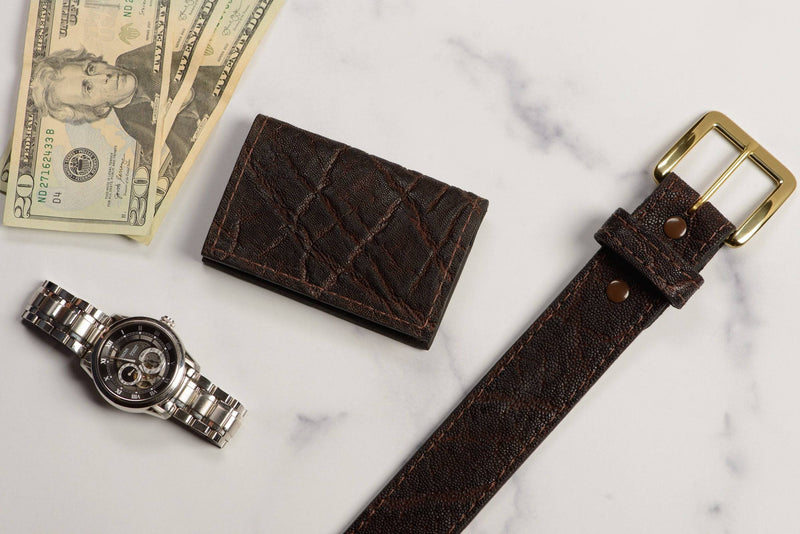 Dark Brown Elephant Credit Card & Business Card Wallet - Bullhide Belts