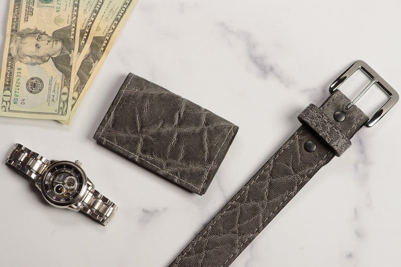 Charcoal Gray Elephant Credit Card & Business Card Wallet - Bullhide Belts