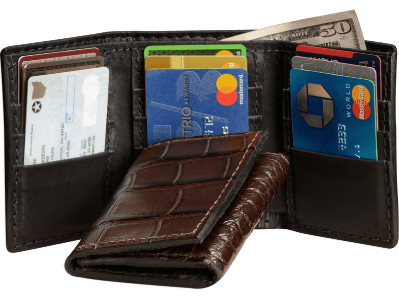 Brown Alligator Trifold Wallet - Bullhide Belts