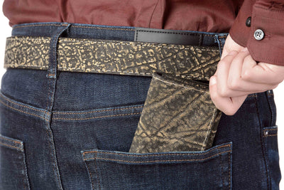 Tree Bark Elephant Trifold Wallet - Bullhide Belts