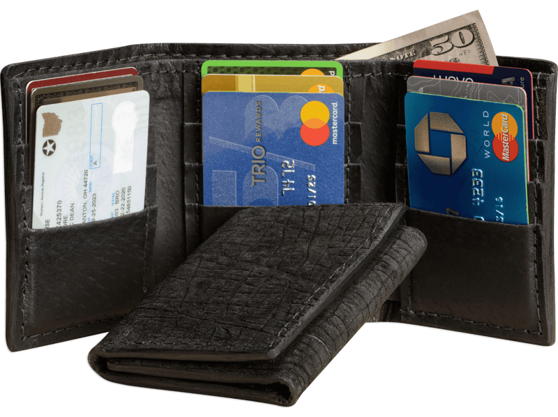 Black Hippopotamus Trifold Wallet - Bullhide Belts