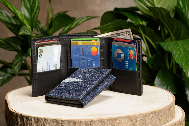 Blue Stingray Trifold Wallet - Bullhide Belts
