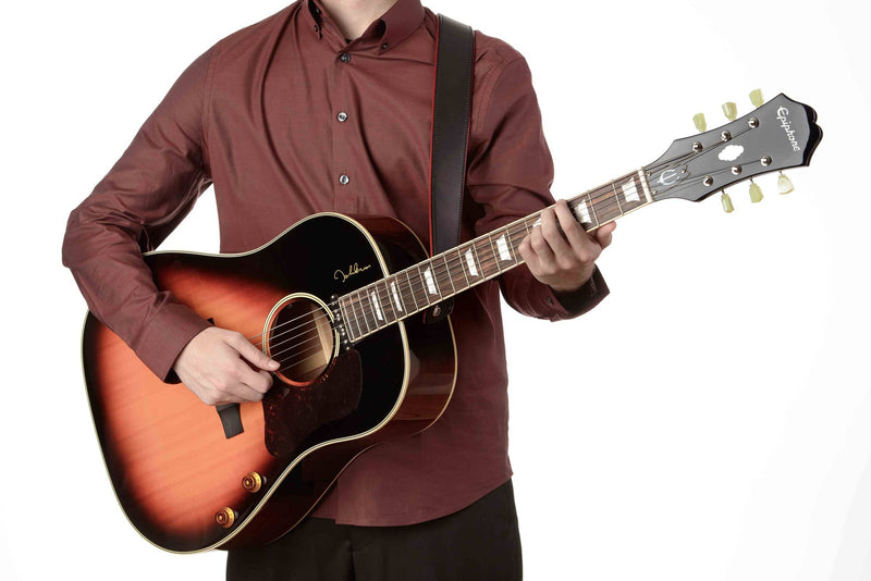 Black And Red Deluxe Leather Padded Guitar Strap With Adjustable Lace - Bullhide Belts