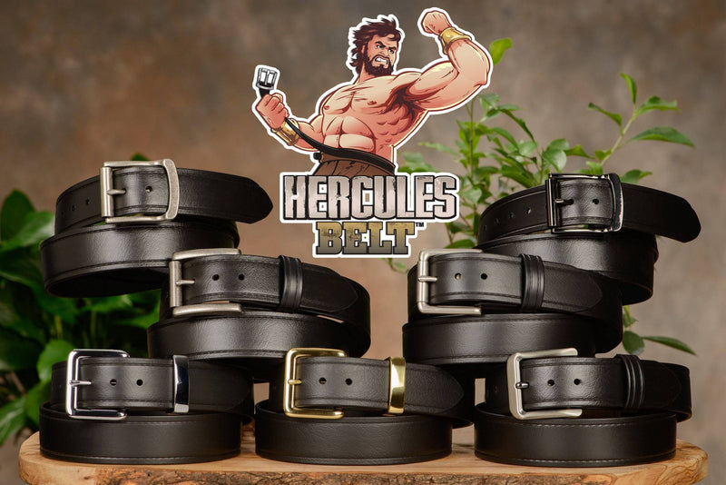 The Hercules Belt™ -  Black With Brushed Nickel Roller Buckle 1.50" (H125) - Bullhide Belts