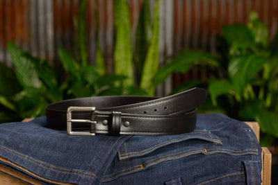 The Hercules Belt™ -  Black With Brushed Nickel Roller Buckle 1.50" (H125) - Bullhide Belts