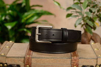 The Hercules Belt™ -  Black With Brushed Nickel Roller Buckle 1.50" (H125) - Bullhide Belts