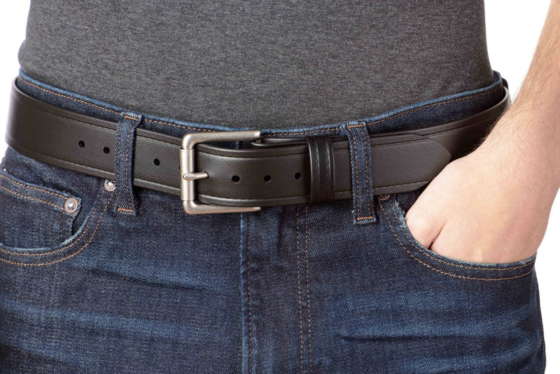 The Hercules Belt™ -  Black With Brushed Nickel Roller Buckle 1.50" (H125) - Bullhide Belts