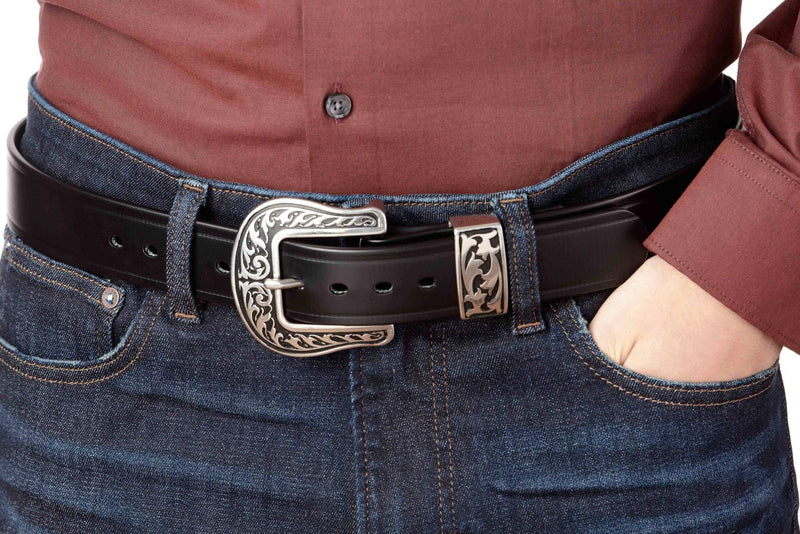 The Hercules Belt™ -  Black Max Thick With Western Buckle And Keeper 1.50" (H570BK) - Bullhide Belts