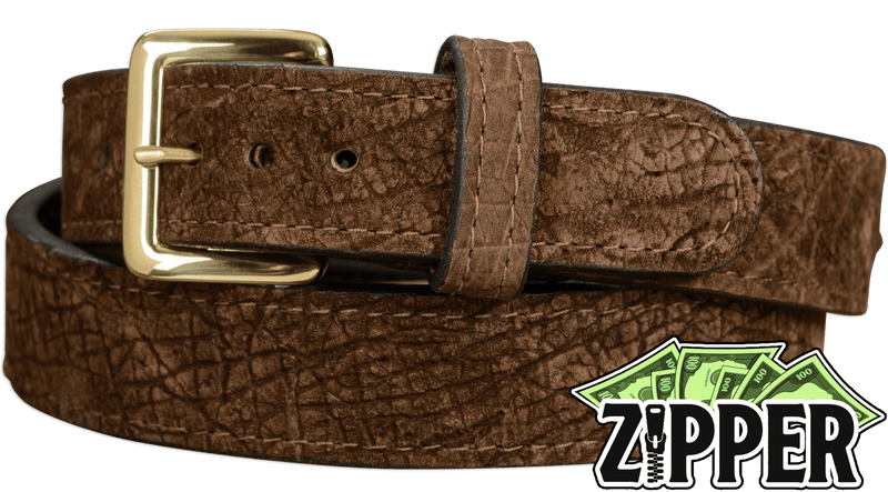 Brown Hippopotamus Money Belt With 25" Zipper - Bullhide Belts