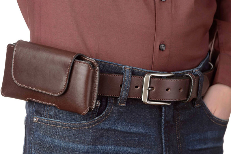 Brown Deluxe Leather Horizontal Cellphone Holster Case - Bullhide Belts