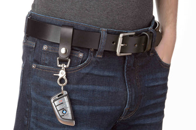 Black Leather Key Hanger With Scissor Snap (SKU 234-18) - Bullhide Belts