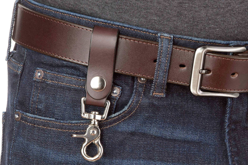 Brown Leather Key Hanger With Scissor Snap (SKU 234-36) - Bullhide Belts