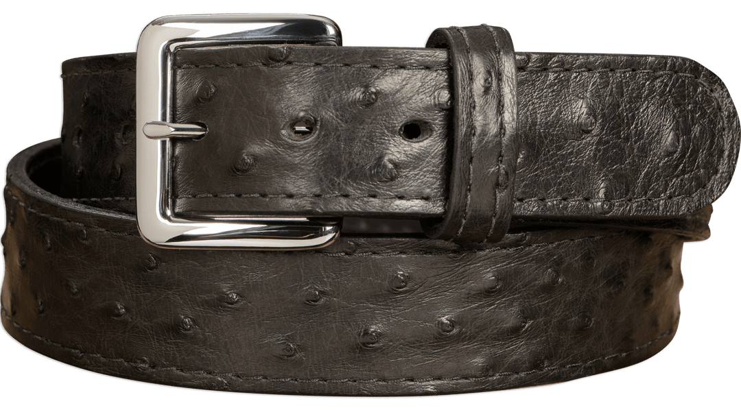 Vintage Black Ostrich Leather Western Belt – Adjustable 26–29” Exotic Skin Mens Black Faux OSTRICH LEATHER WESTERN Buckle Cowboy Rodeo  main image 4