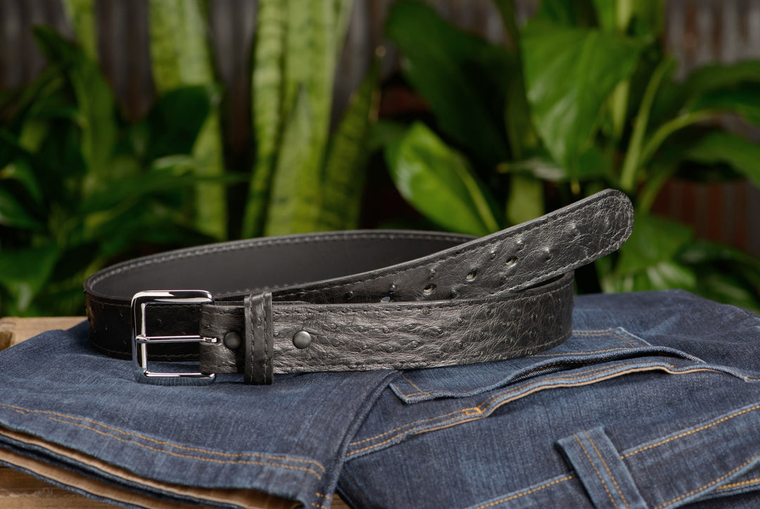 Black ostrich belt sales
