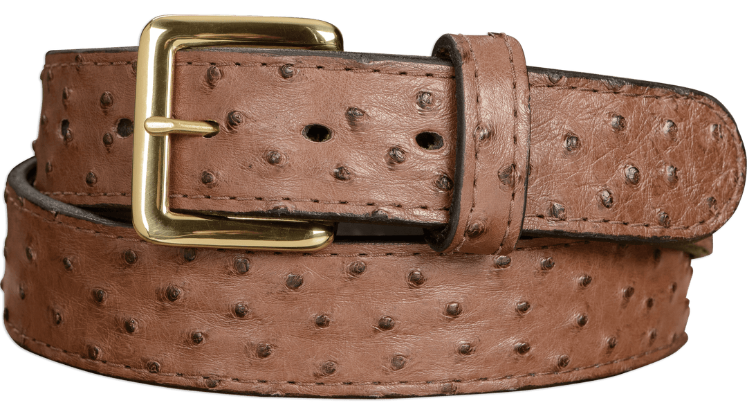 Men's Brown South African Ostrich Skin Leather Belt 42