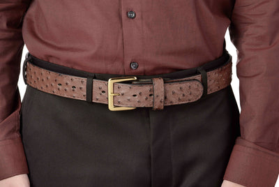 Brown South African Ostrich Skin Belt - Bullhide Belts