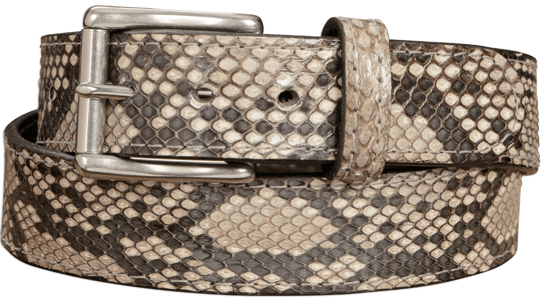 Men s Python Snakeskin Max Thickness Gun Leather Belt 52 1.25 Yes Add Steel Core 15 BullhideBelts