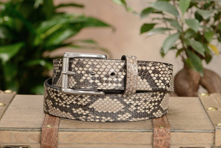 Men's Python Snakeskin Max Thickness Gun Leather Belt