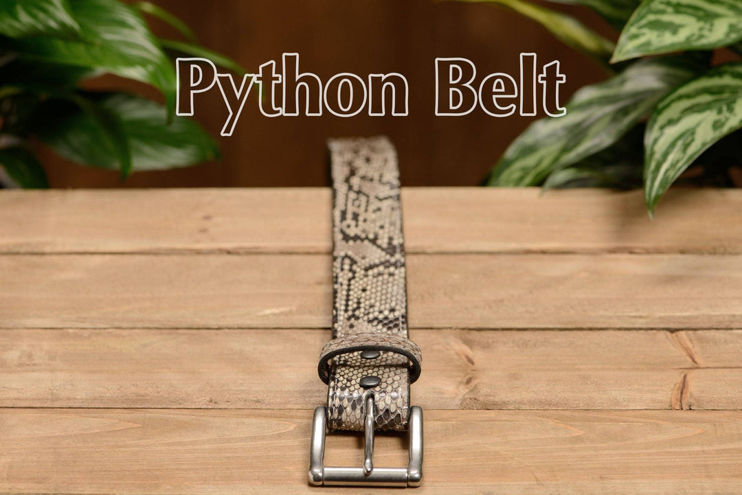 Men's Python Snakeskin Max Thickness Gun Leather Belt