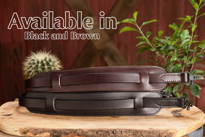 Black English Bridle Leather Adjustable Padded Two Point Rifle Sling - Bullhide Belts