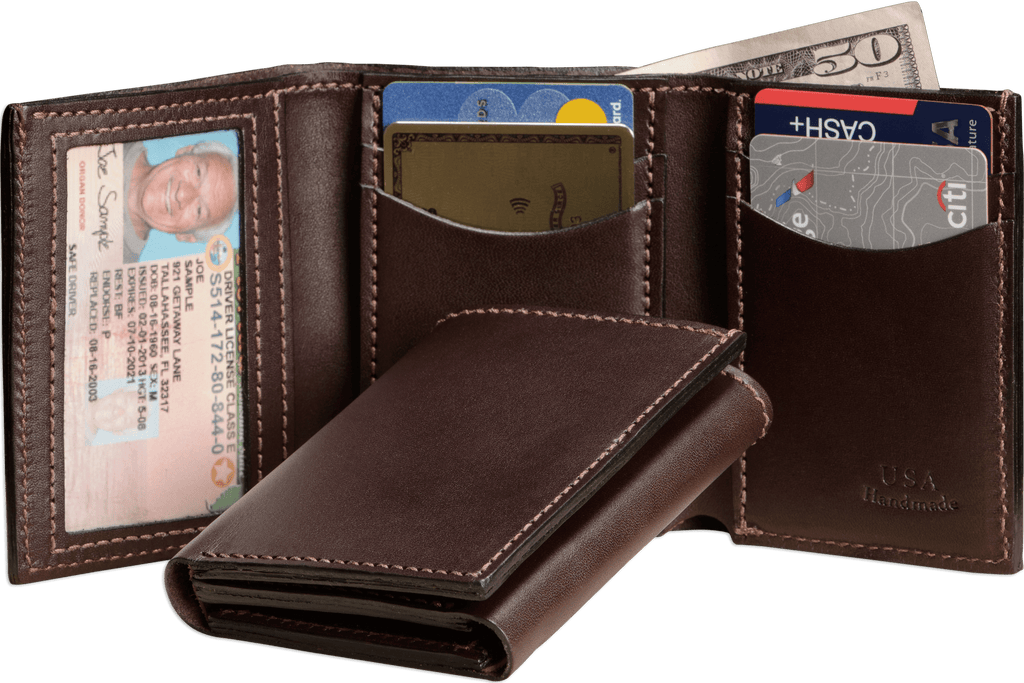 Brown Premium Leather Trifold Wallet With ID Window