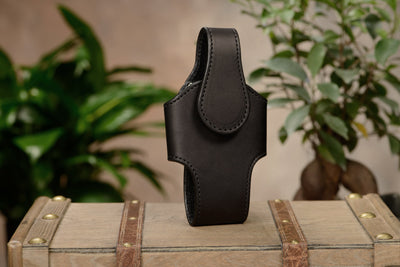 Black Leather Vertical Cellphone Holster Case - Bullhide Belts
