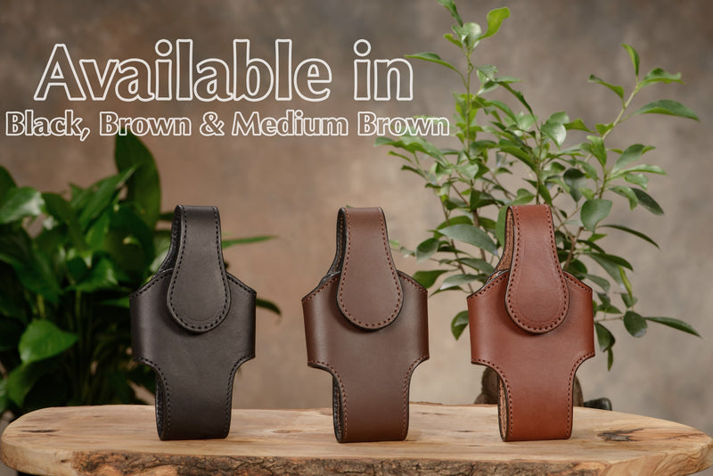 Medium Brown Leather Vertical Cellphone Holster Case - Bullhide Belts