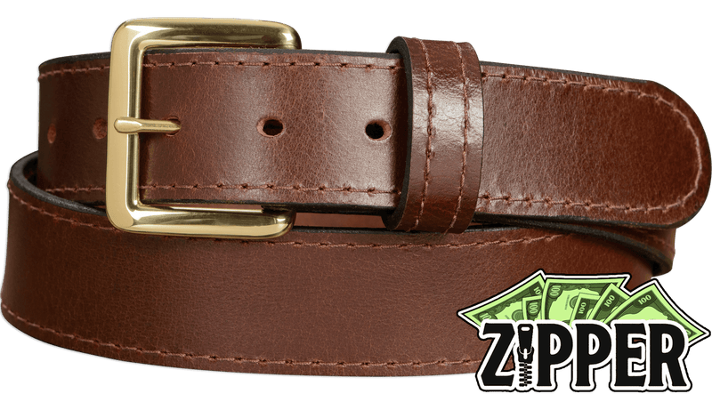 Brown Water Buffalo Money Belt With 25" Zipper - Bullhide Belts