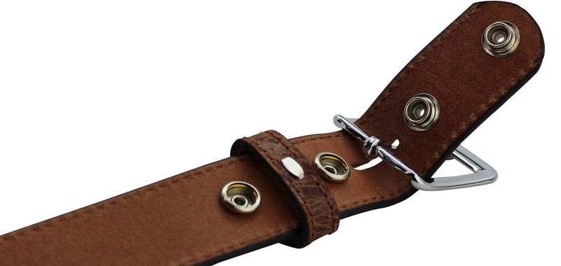 The Lakota: Rustic Brown Stitched Water Buffalo With Snaps 1.50" - Bullhide Belts